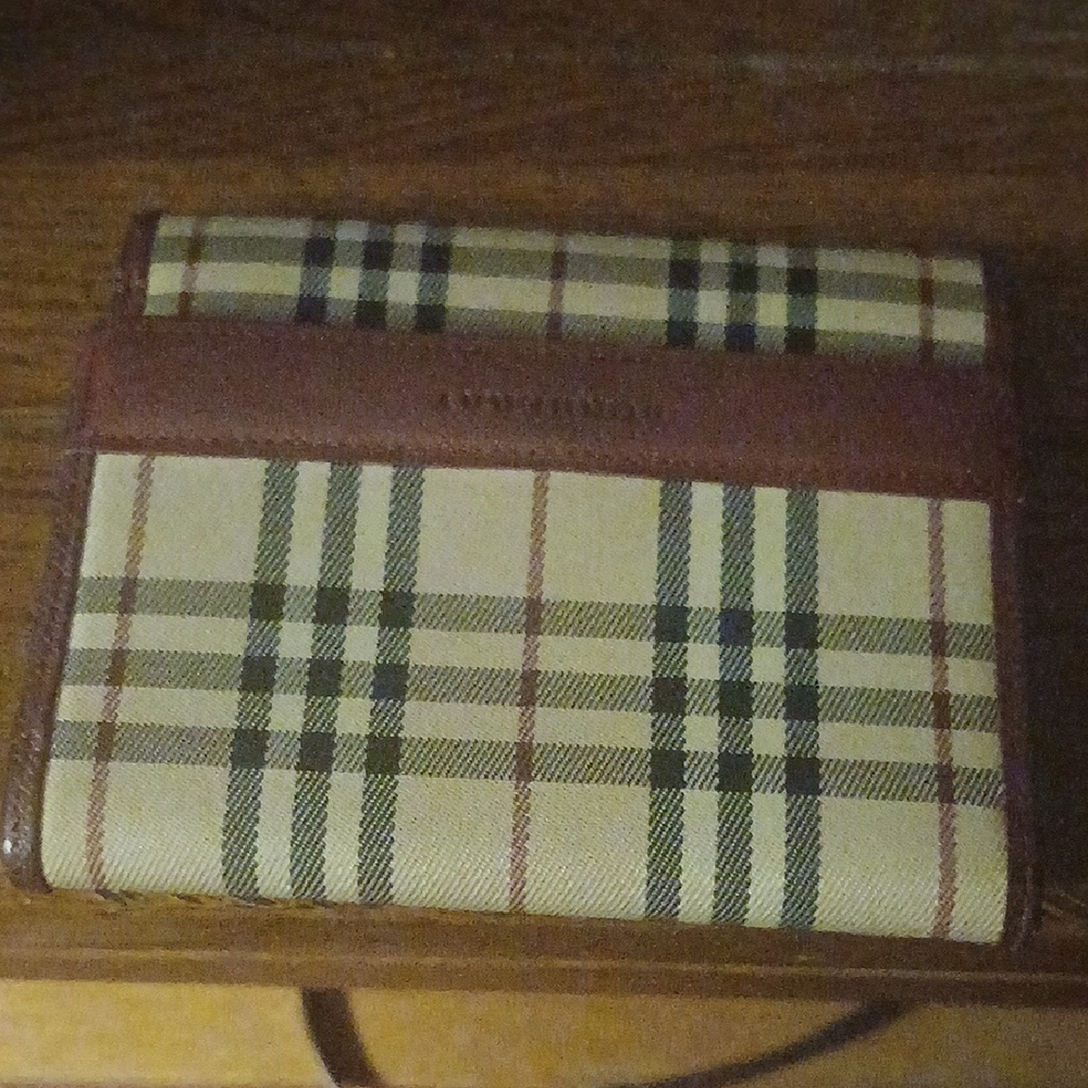 Burberry Beige and Brown Checkered Wallet VINTAGE